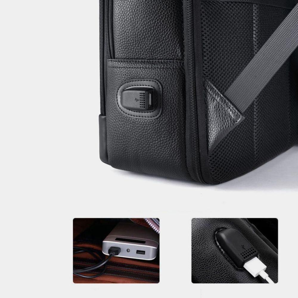 Mochila Para Notebook de Couro Porta USB Lexton