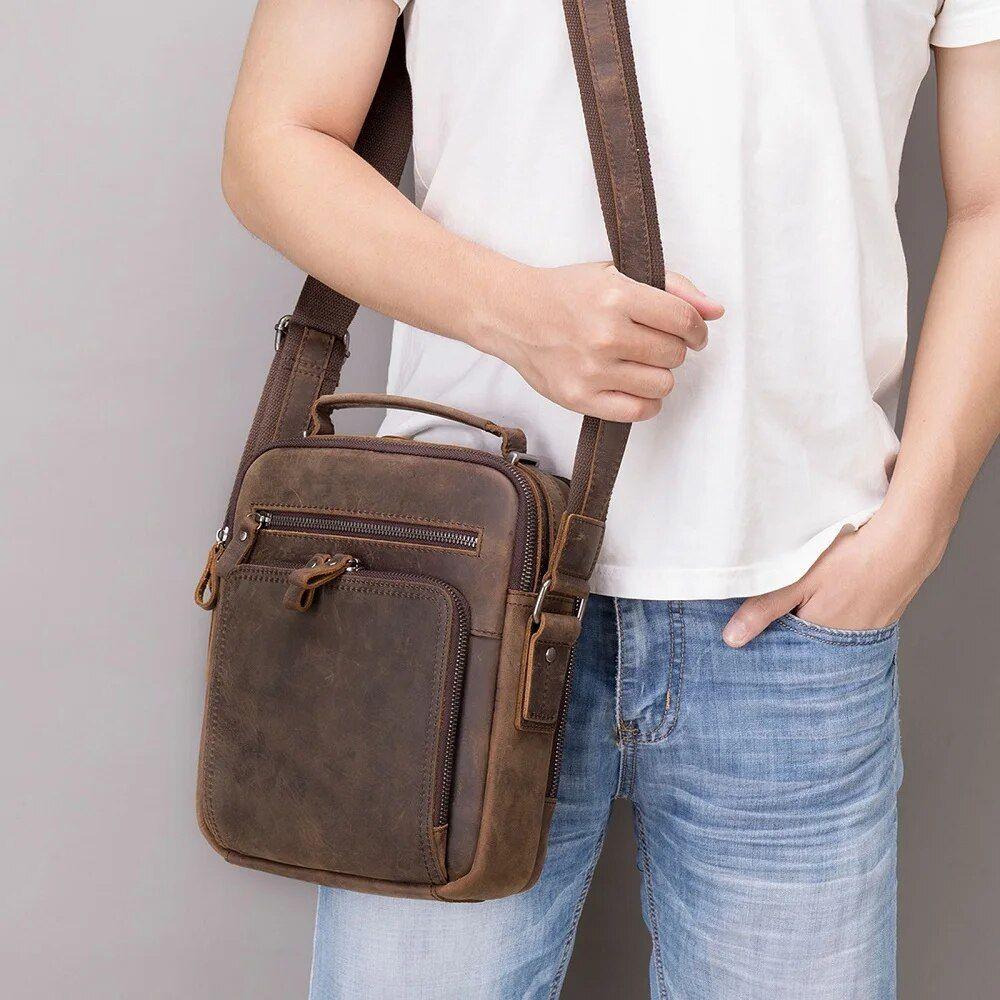 Moscou | Bolsa Tiracolo Masculina de Couro Luxe